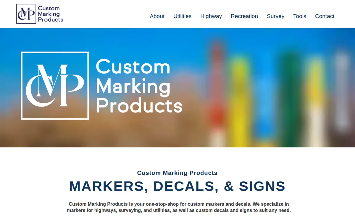 Homepage of Custom Marking Products LLC