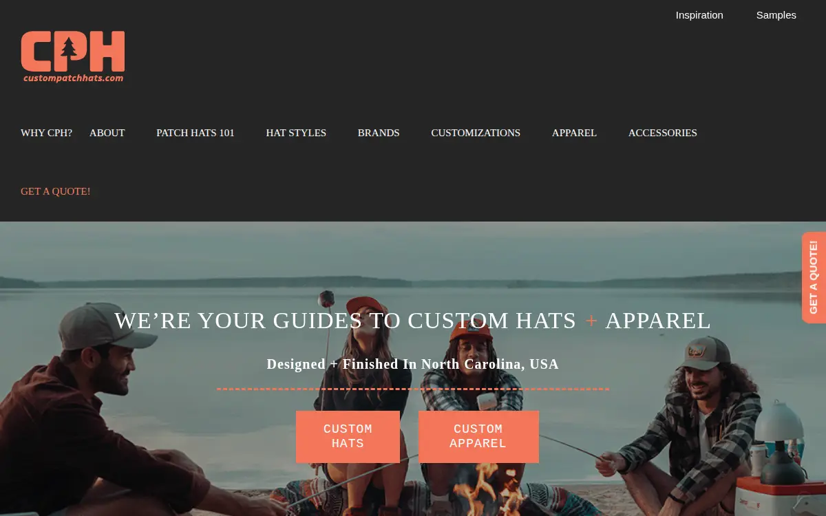 Homepage of Custom Patch Hats, LLC