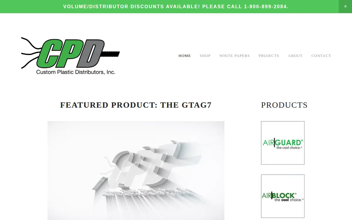 Homepage of Custom Plastic Distributors INC