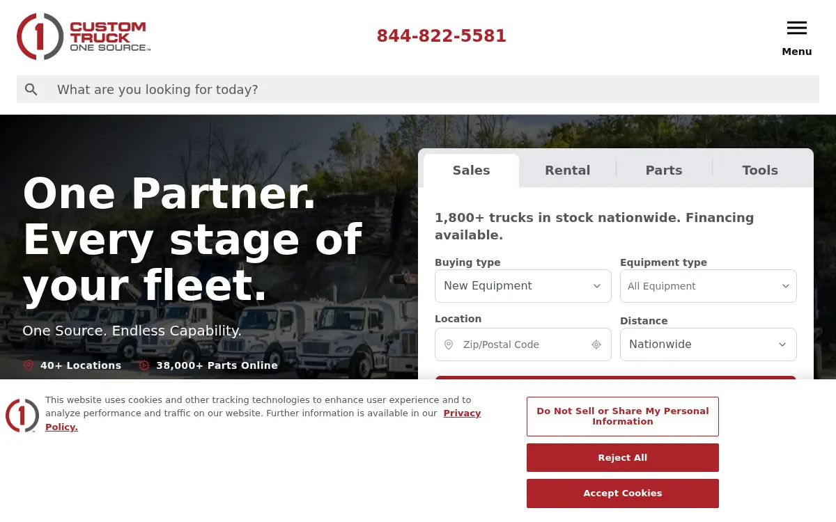 Homepage of Custom Truck & Equipment LLC