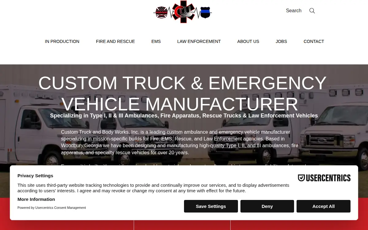 Homepage of Custom Truck & Body Works, INC.