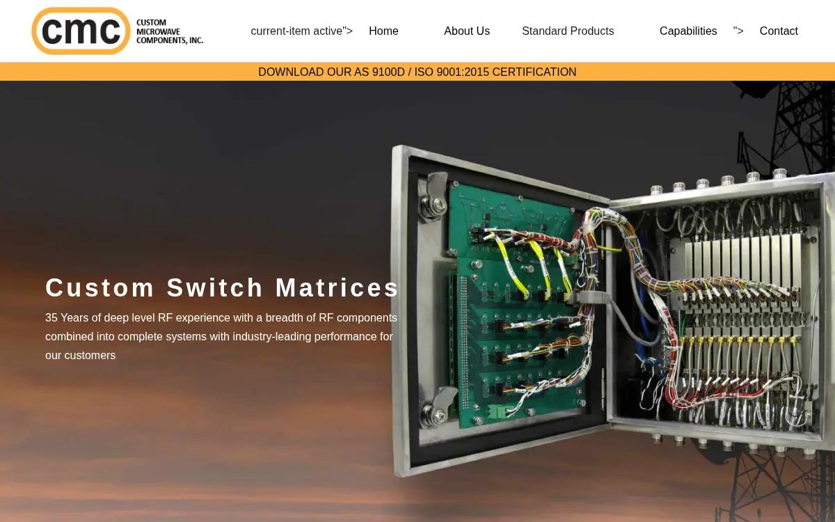 Homepage of Custom Microwave Components, INC.