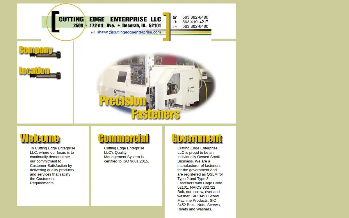 Homepage of Cutting Edge Enterprise, LLC