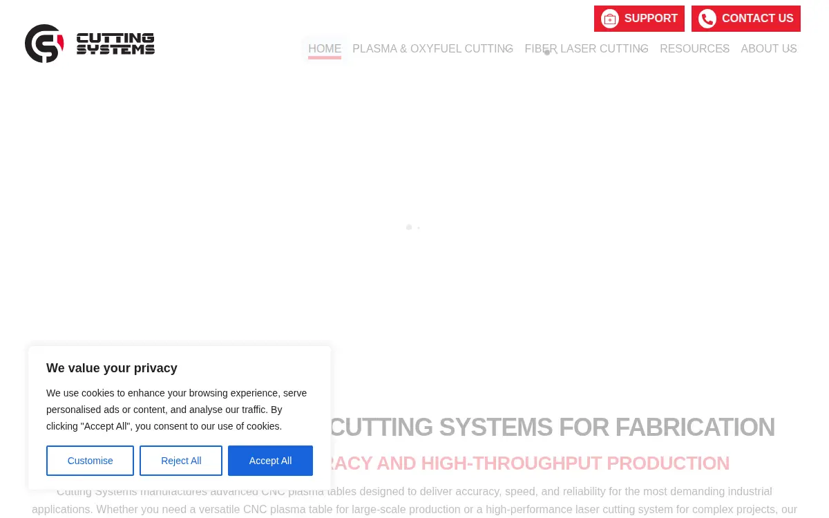 Homepage of Cutting Systems, INC