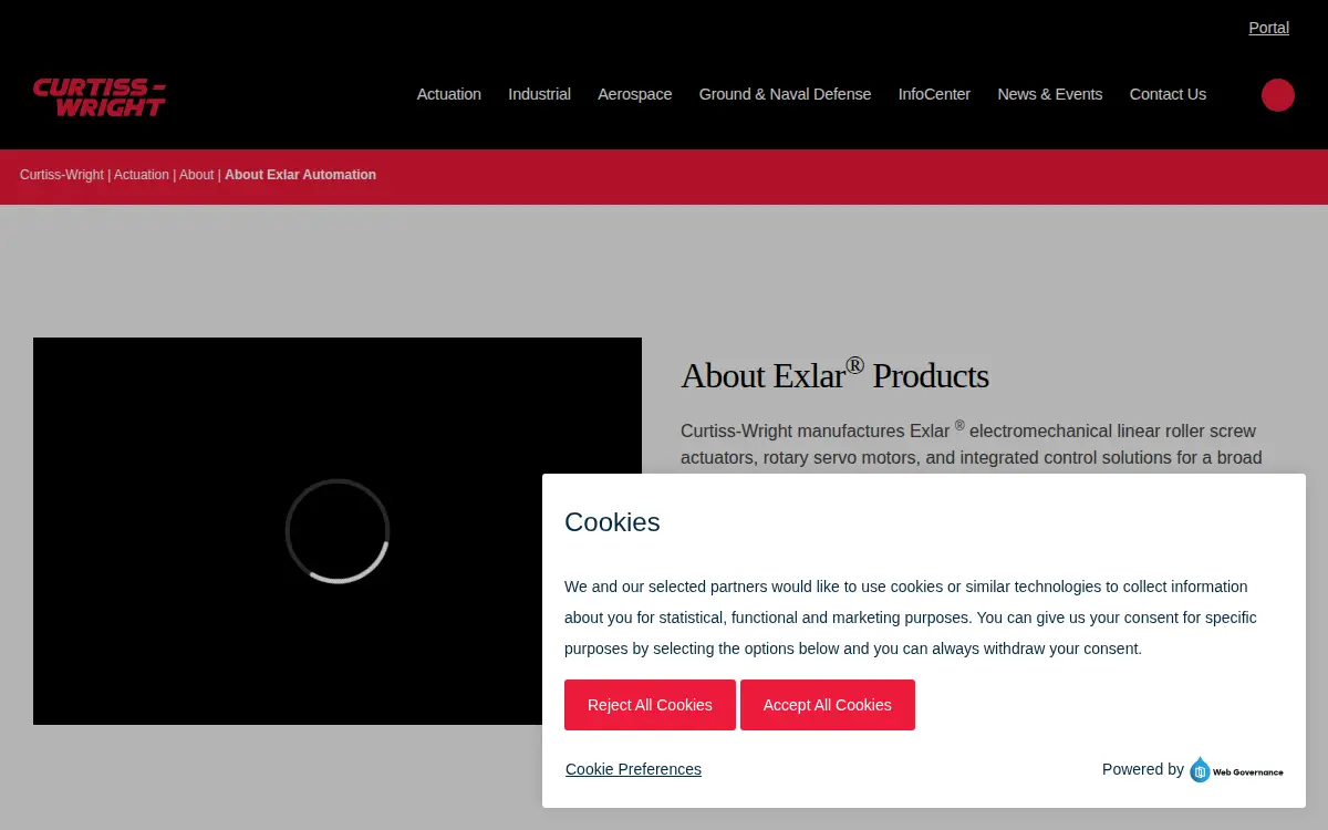 Homepage of Exlar Corporation