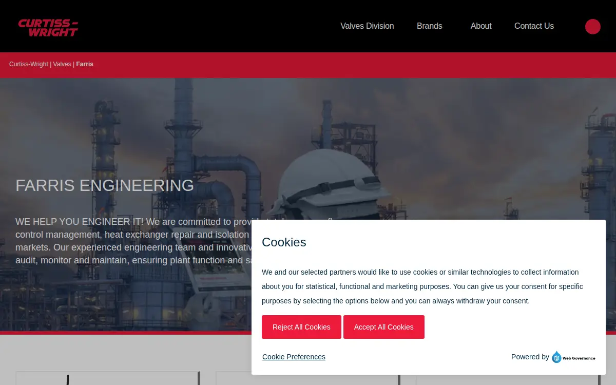 Homepage of Curtiss-wright Flow Control Corporation
