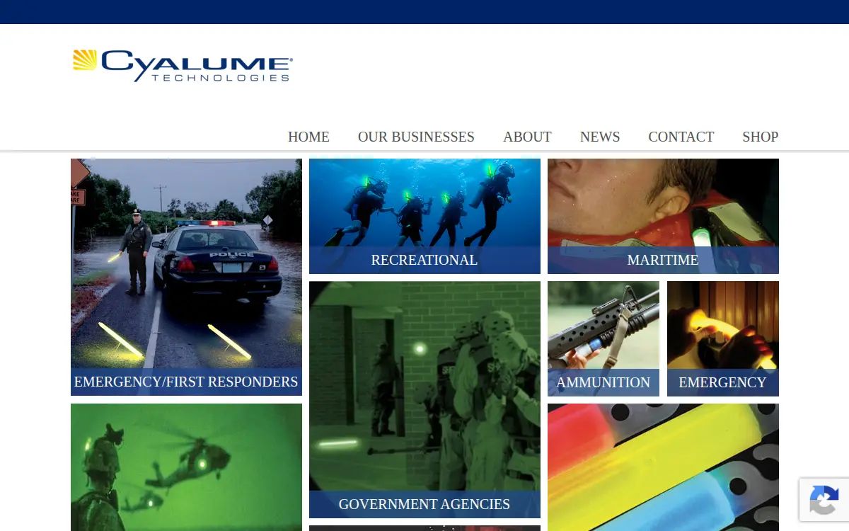 Homepage of Cyalume Technologies INC