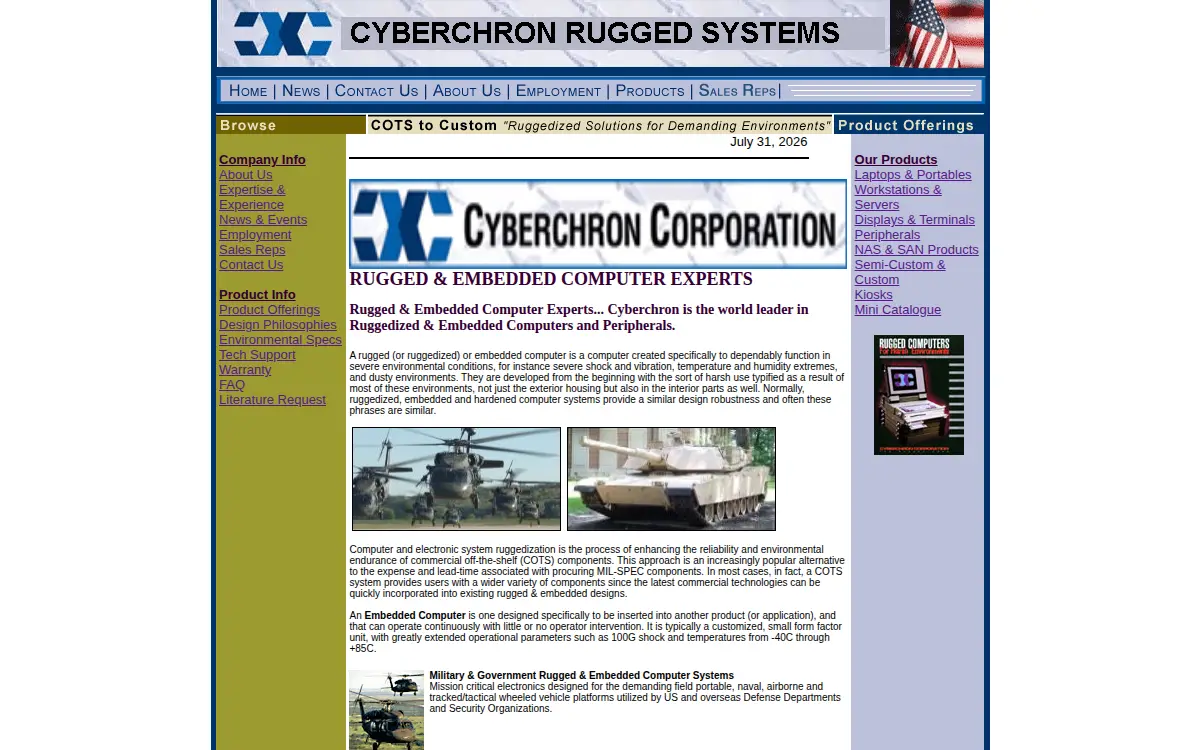 Homepage of Cyberchron Rugged Systems CORP.