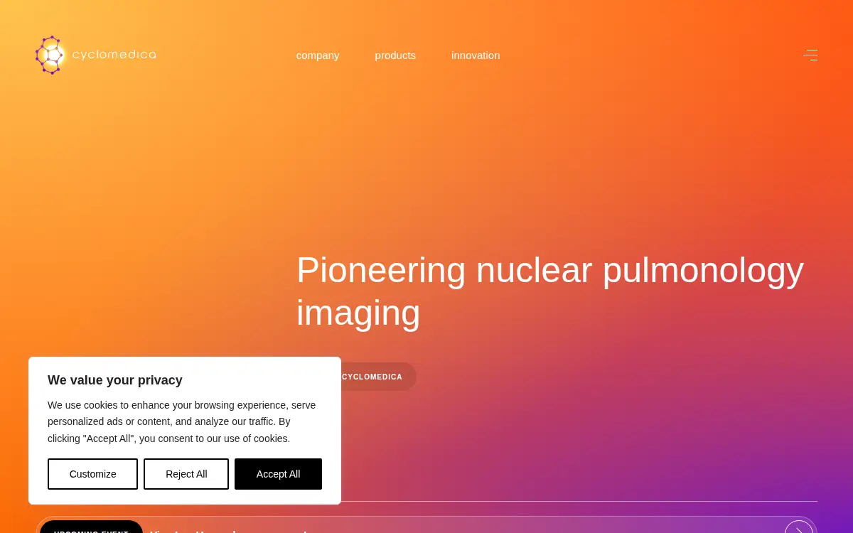 Homepage of Cyclomedica Usa, LLC