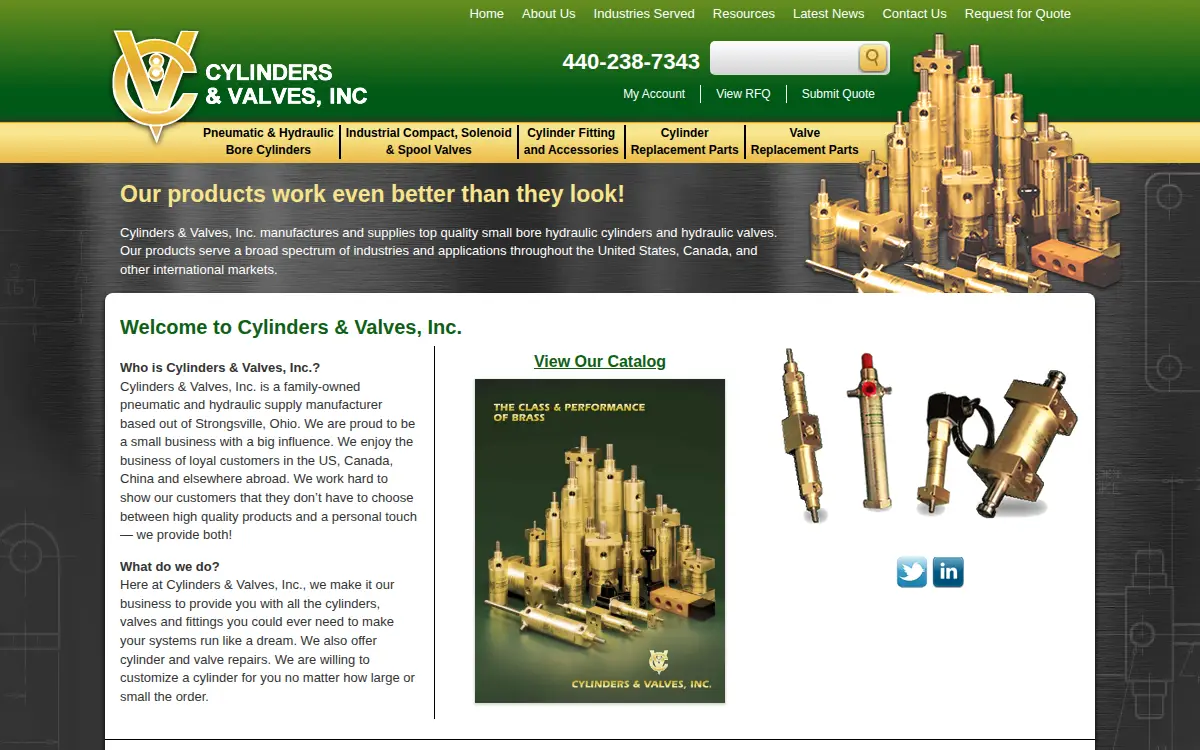 Homepage of Cylinders & Valves, INC
