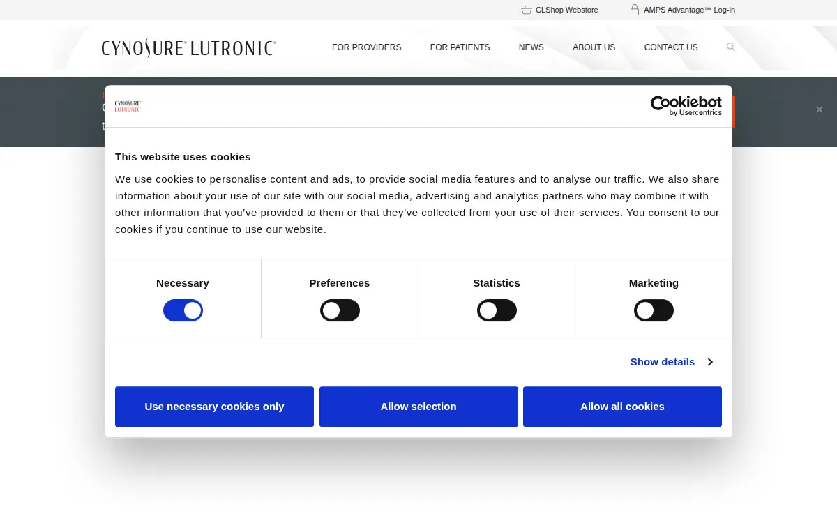 Homepage of Cynosure, LLC.