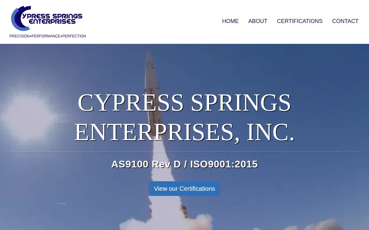 Homepage of Cypress Springs Enterprises INC.