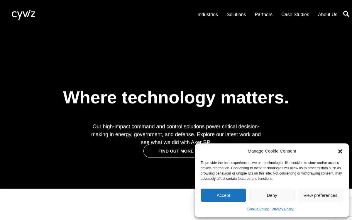 Homepage of Cyviz LLC
