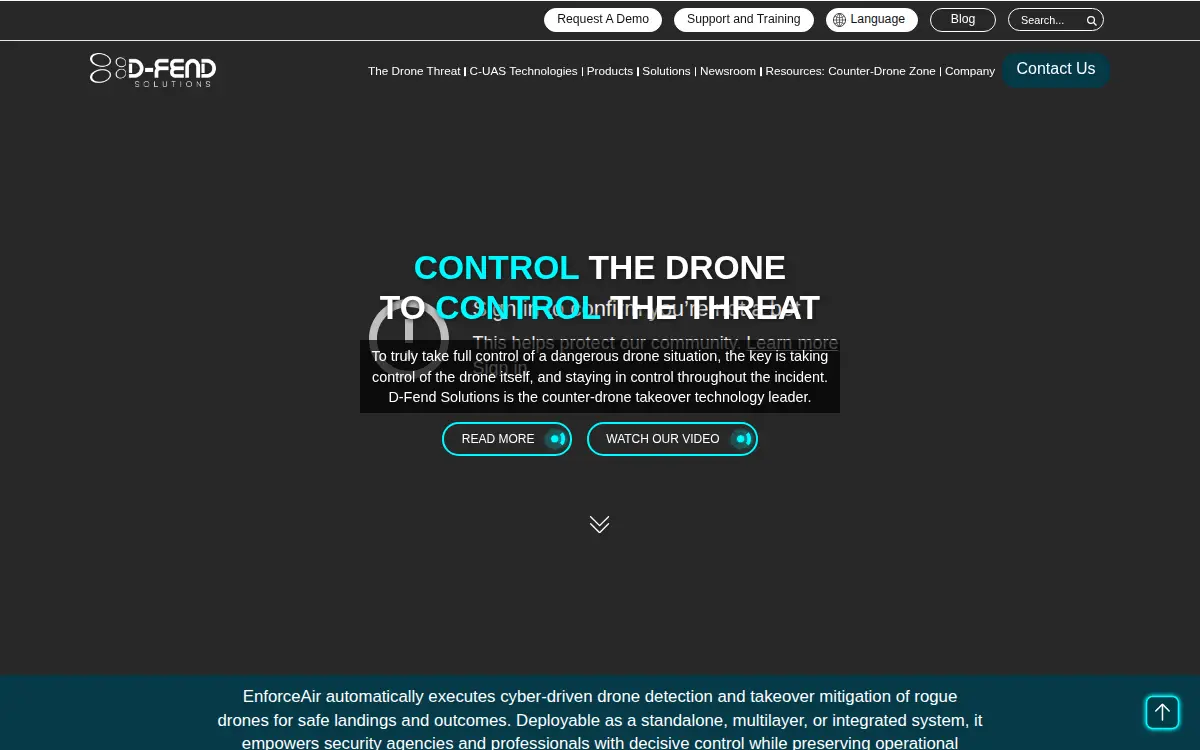 Homepage of D-fend Solutions Ad INC