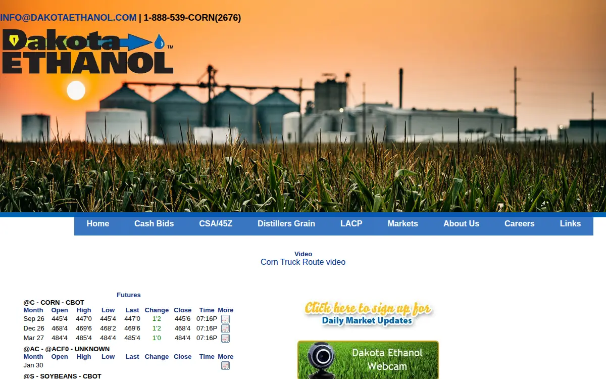 Homepage of Dakota Ethanol LLC