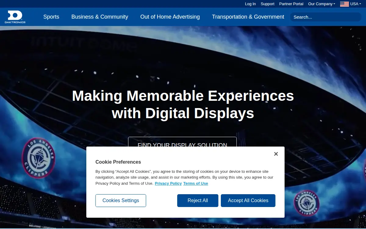 Homepage of Daktronics, INC.
