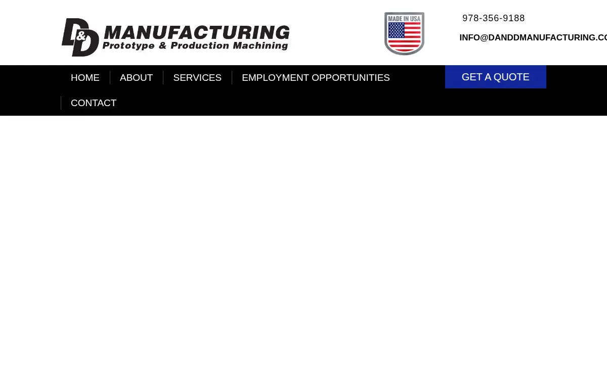 Homepage of D and D Manufacturing, LLC