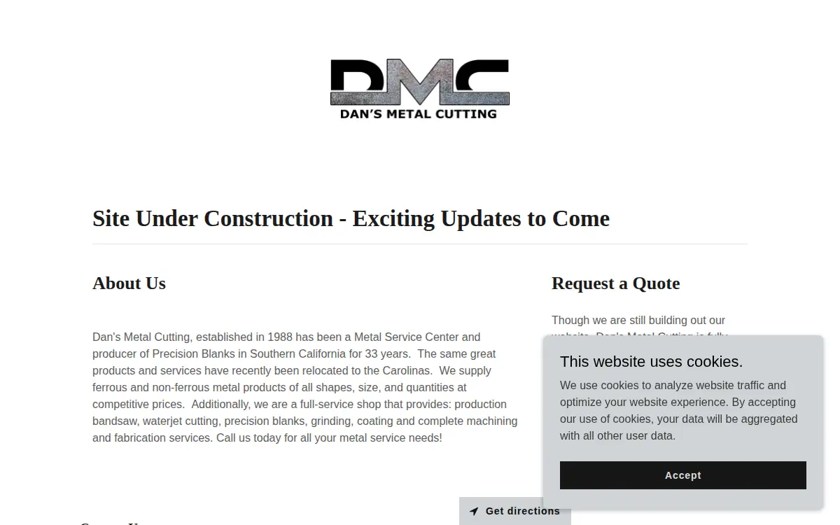 Homepage of Dans Metal Cutting LLC