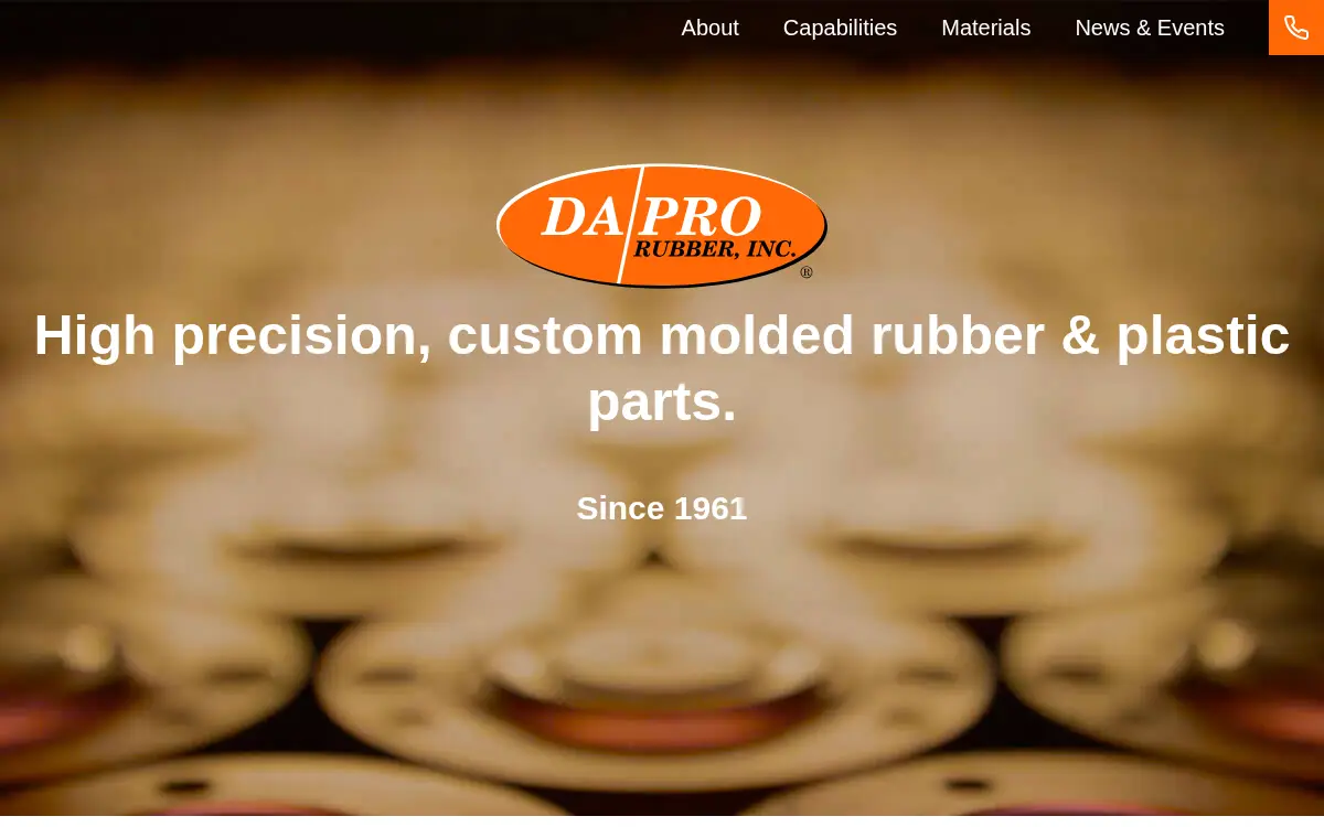 Homepage of Da/pro Rubber, INC