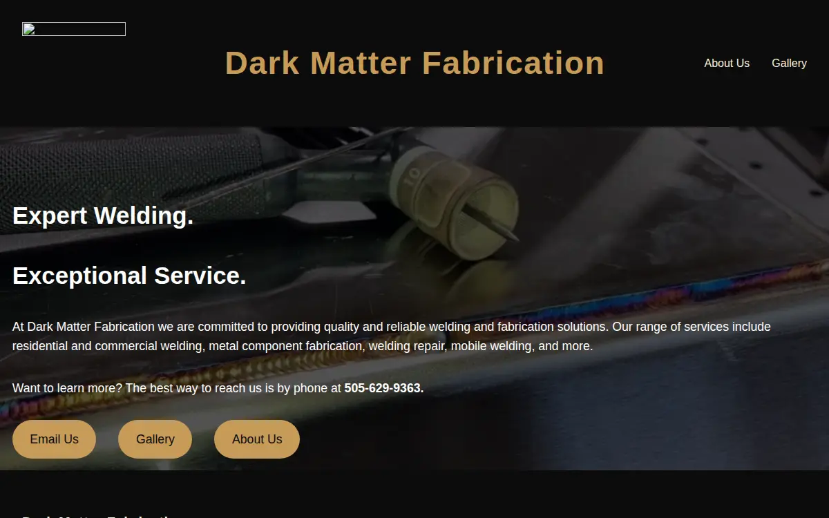 Homepage of Dark Matter Fabrication, LLC