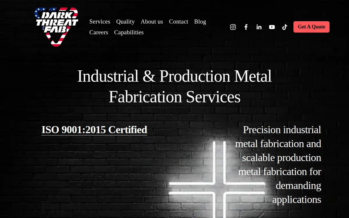 Homepage of Dark Threat Fabrication LLC