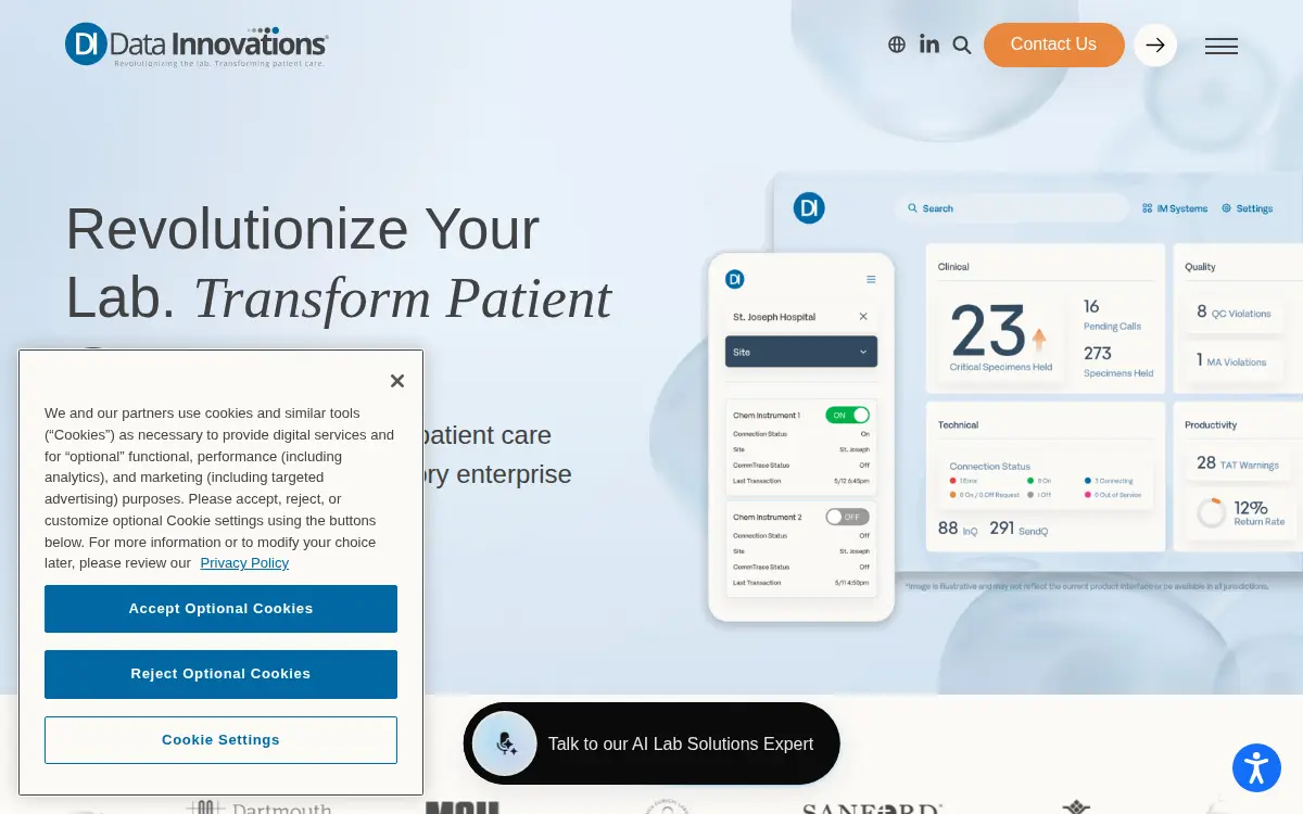 Homepage of Data Innovations LLC