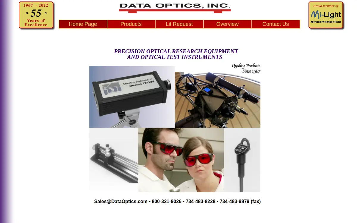 Homepage of Data Optics, INC.