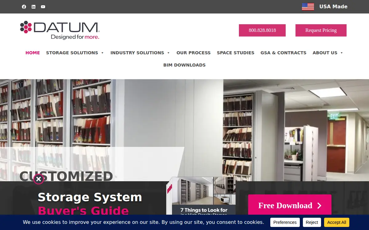 Homepage of Datum Filing Systems, INC.