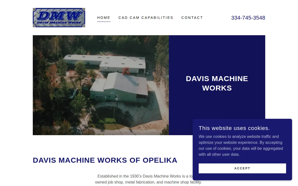 Homepage of Davis Machine Works of Opelika, INC.