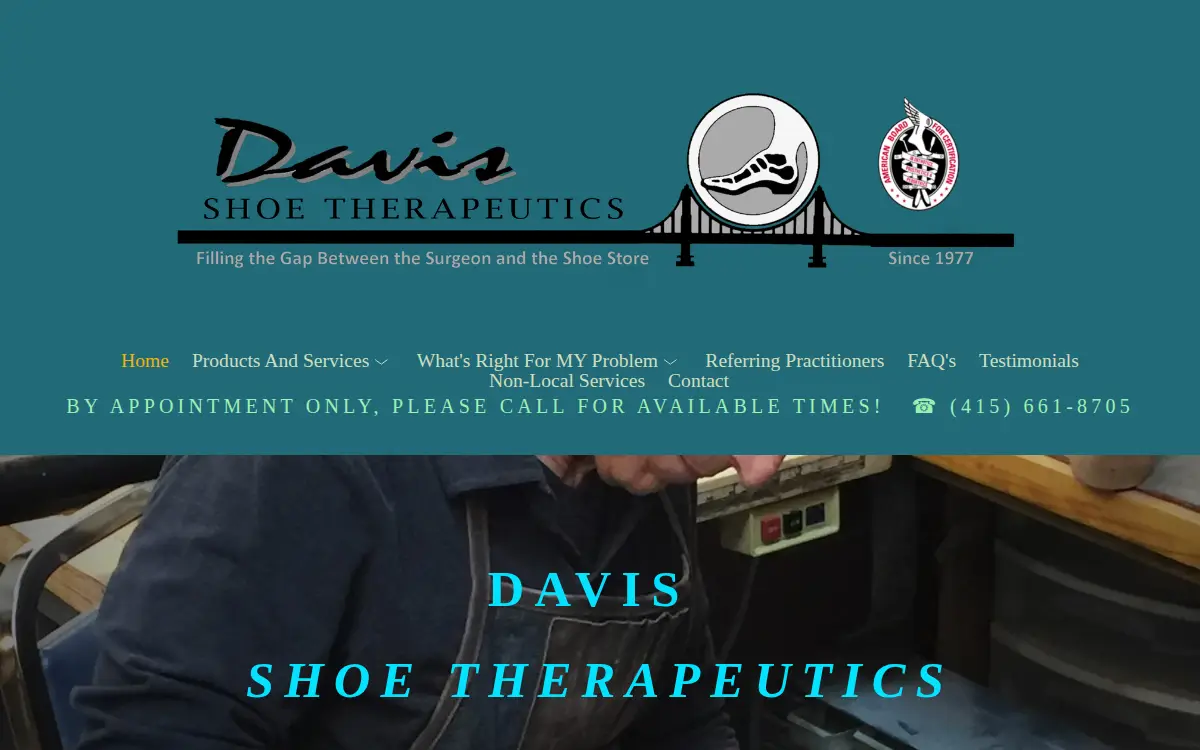 Homepage of Davis Shoe Therapeutics LLC