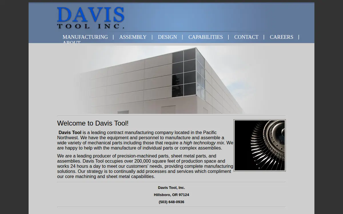Homepage of Davis Tool INC