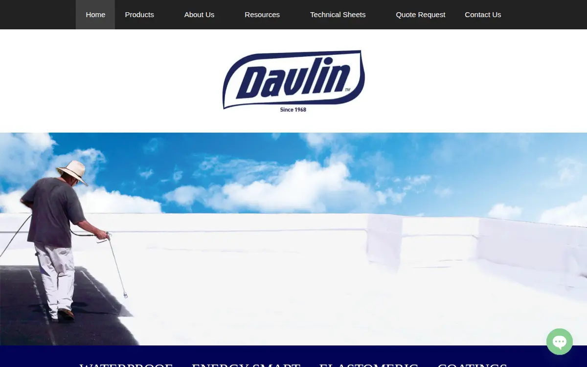 Homepage of Davlin Coatings LLC