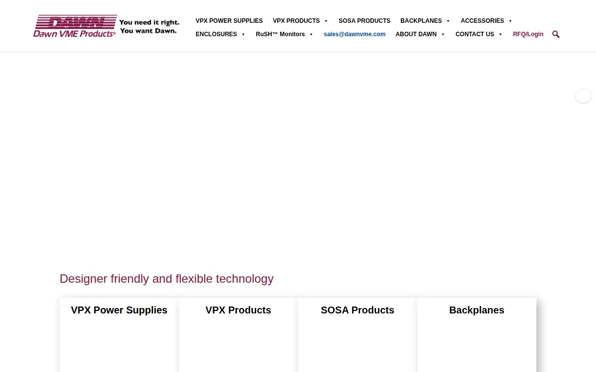 Homepage of Dawn Vme Products