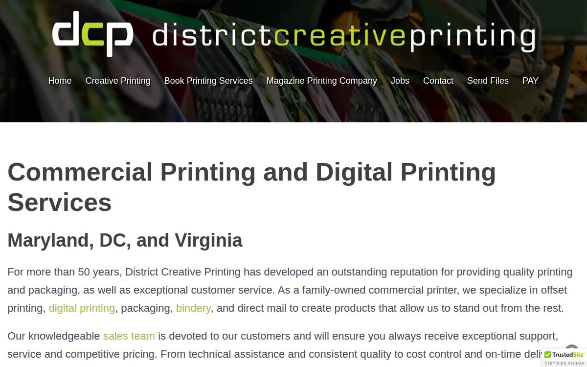 Homepage of District Creative Printing INC