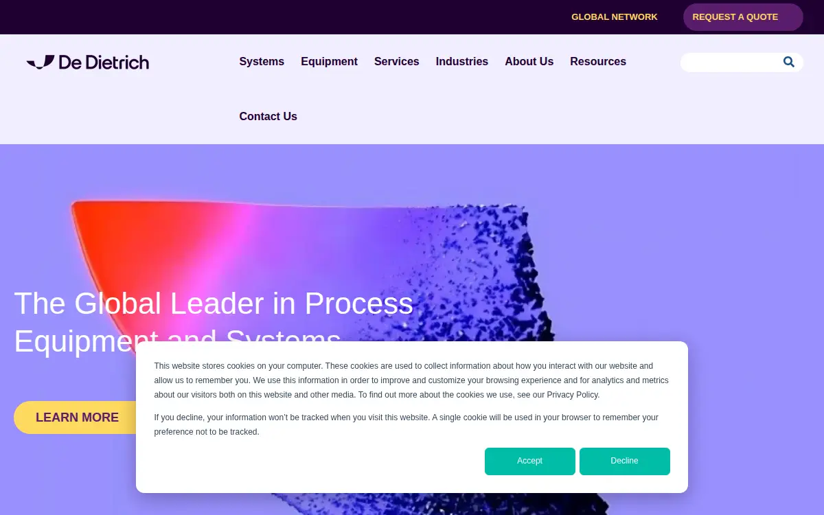 Homepage of De Dietrich Process Systems INC