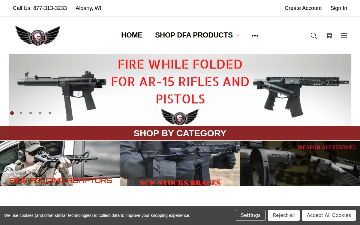 Homepage of Dead Foot Arms LLC