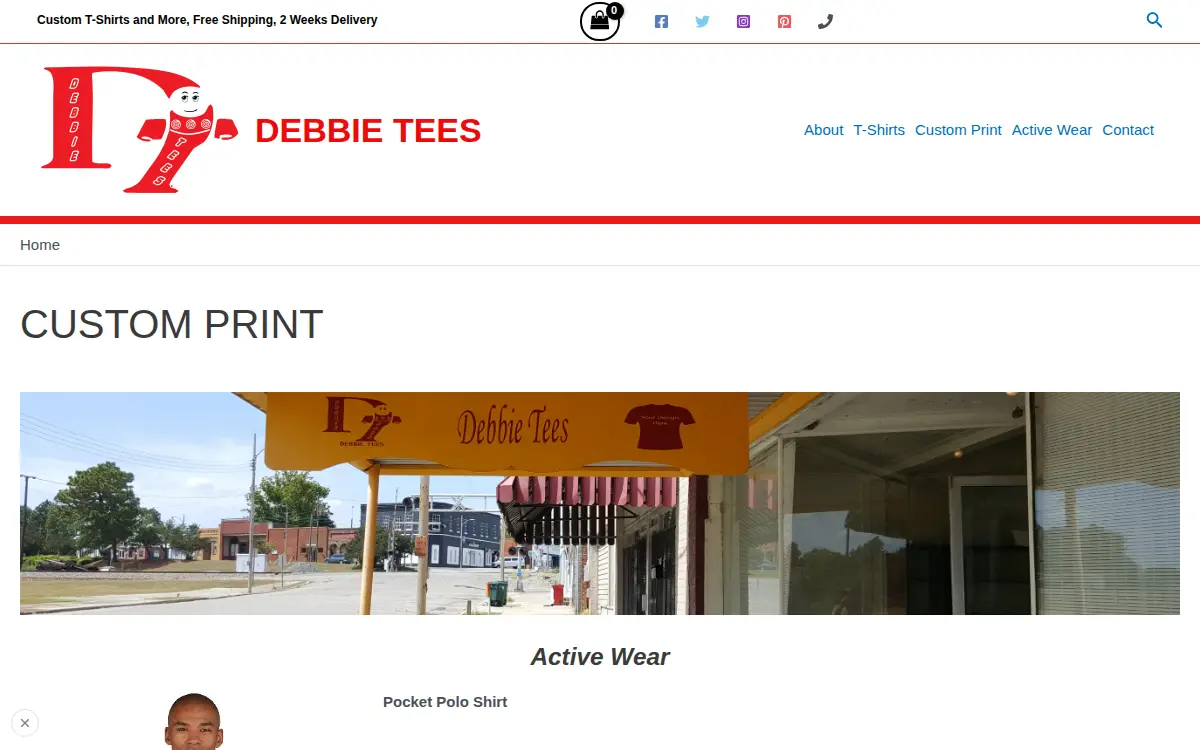 Homepage of Debbie Tees LLC