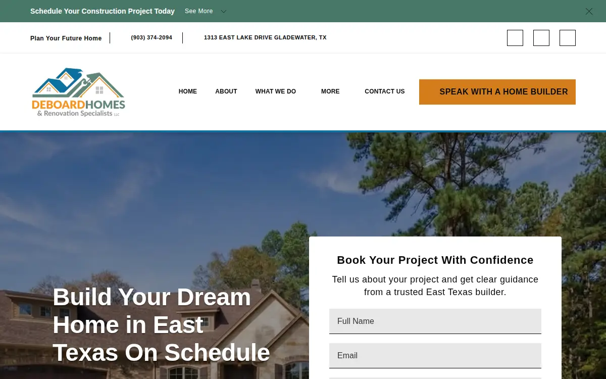 Homepage of Deboard Homes & Renovation Specialists, LLC