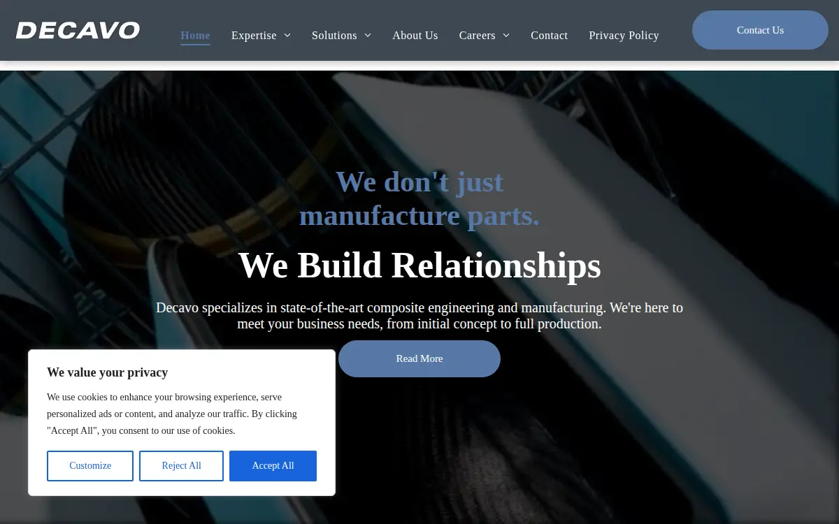 Homepage of Decavo LLC