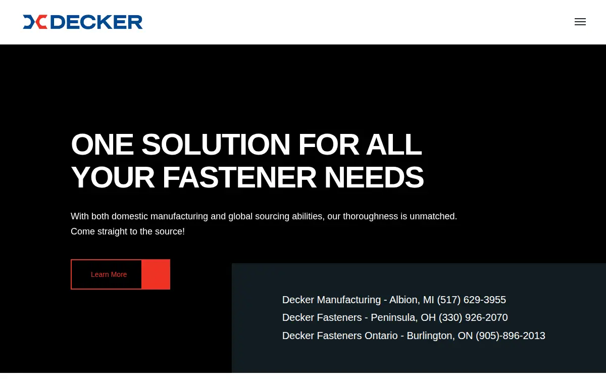 Homepage of Decker Manufacturing CORP