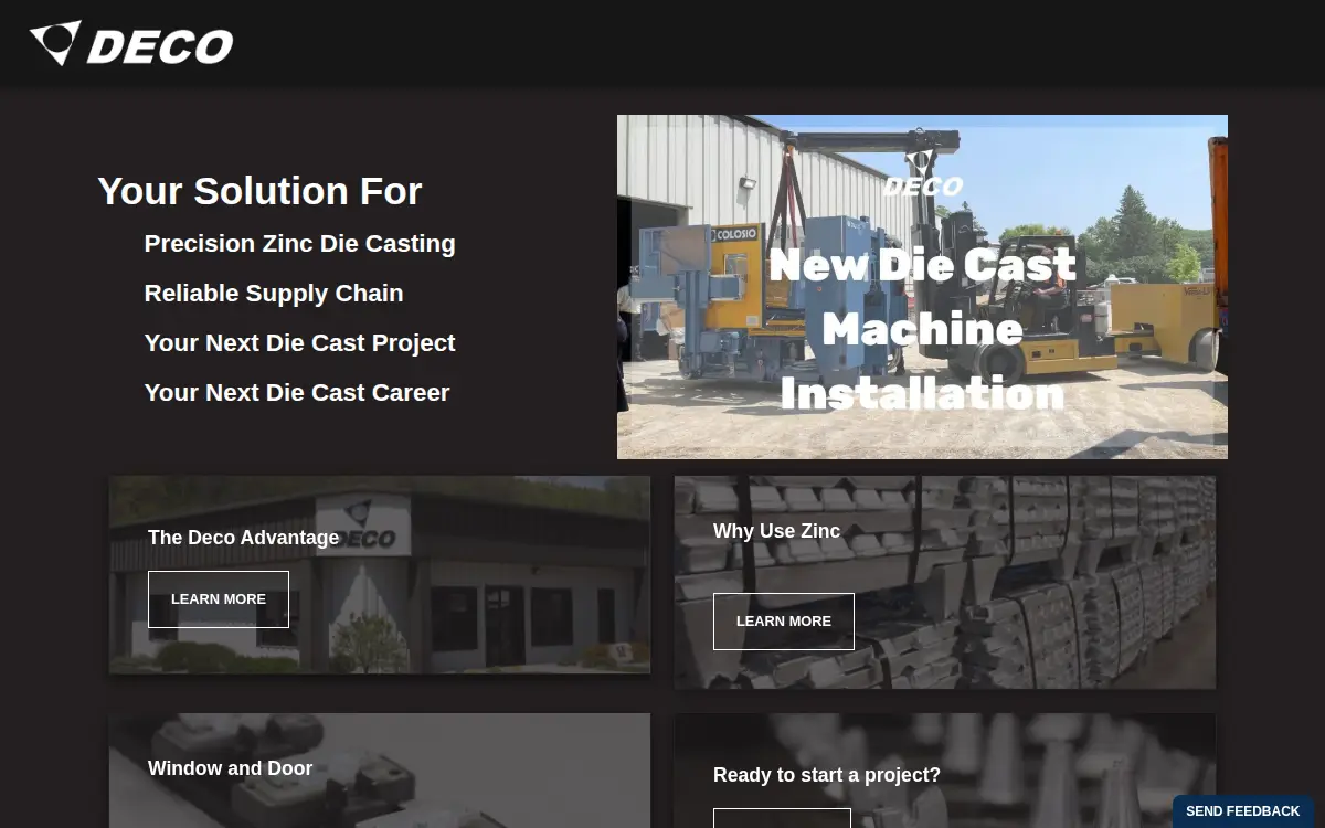 Homepage of Deco Products Company, Lllp