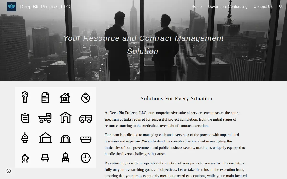 Homepage of Deep Blu Projects LLC