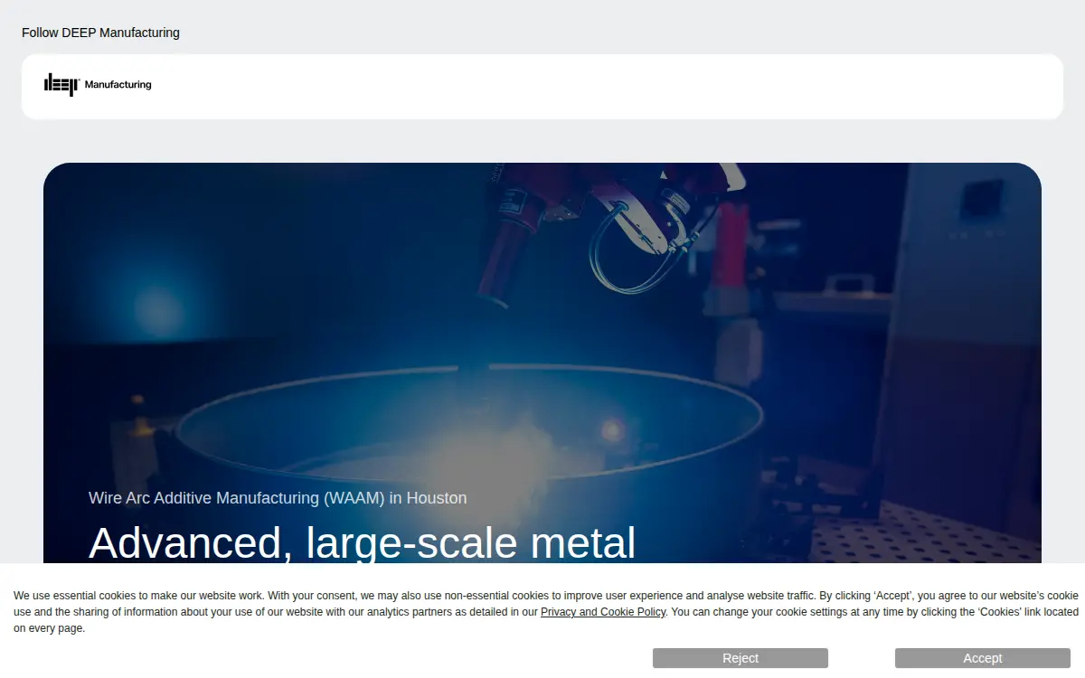 Homepage of Deep Manufacturing INC.