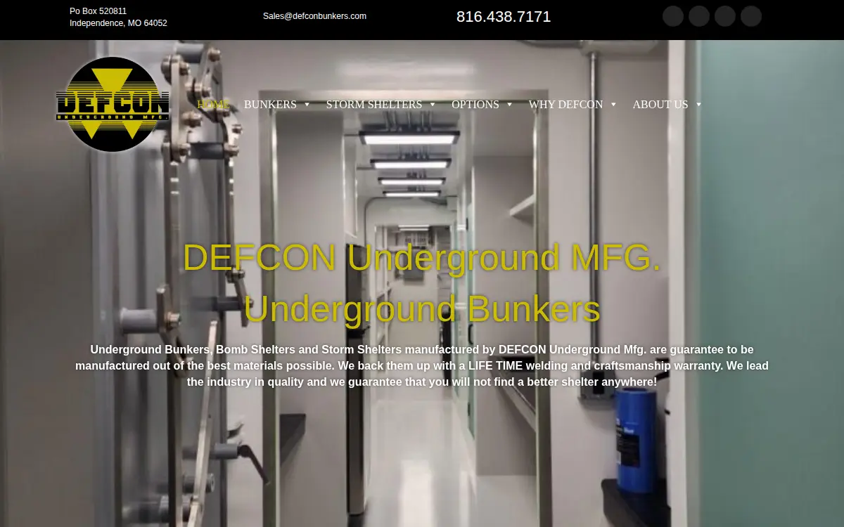 Homepage of Defcon Underground Mfg LLC