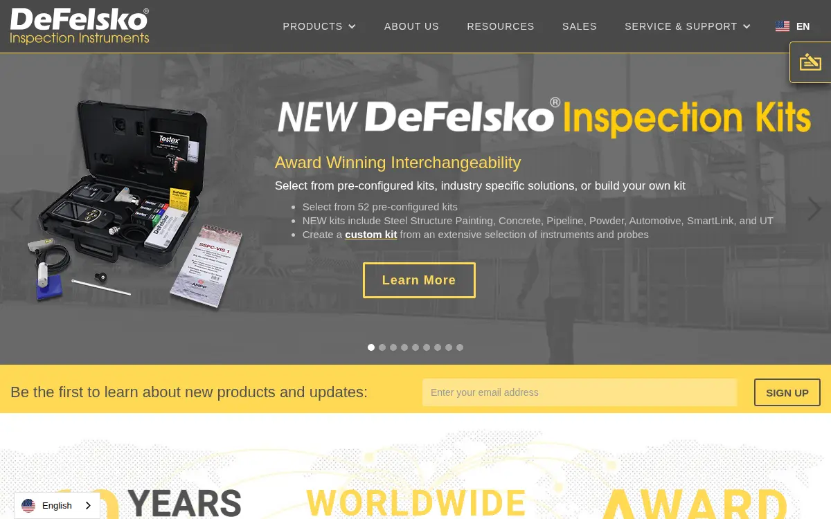 Homepage of Defelsko Corporation