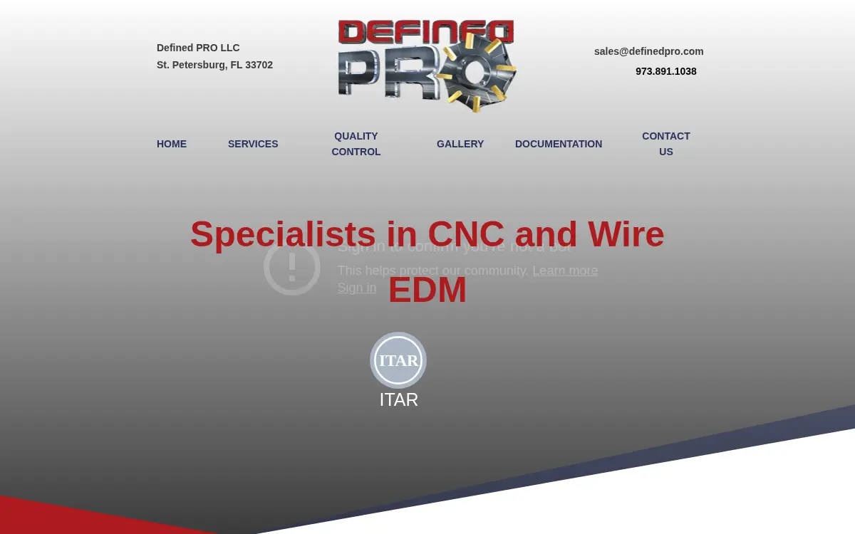 Homepage of Defined Pro LLC