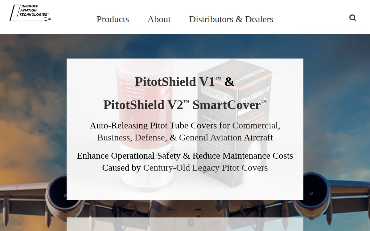 Homepage of Degroff Aviation Technologies, LLC