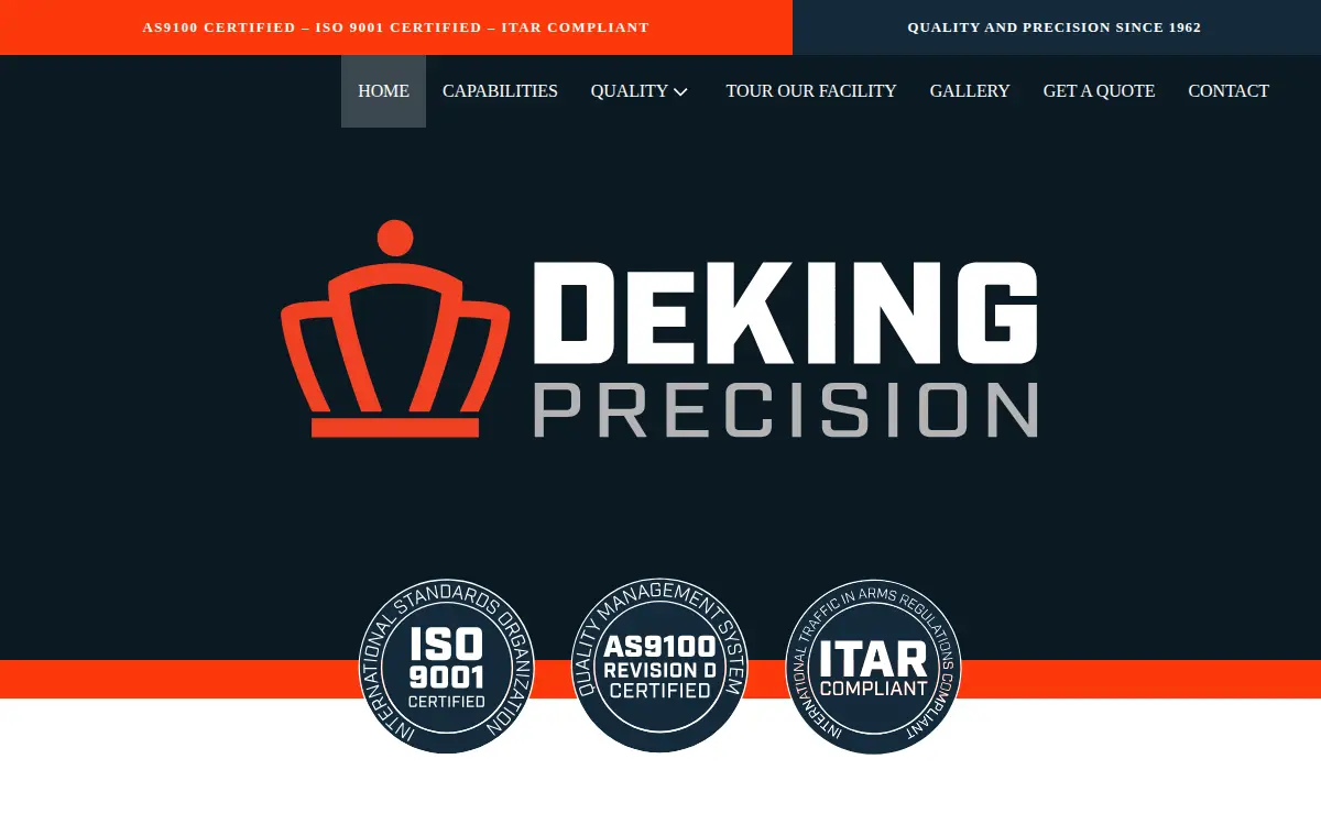 Homepage of Deking Precision, INC.