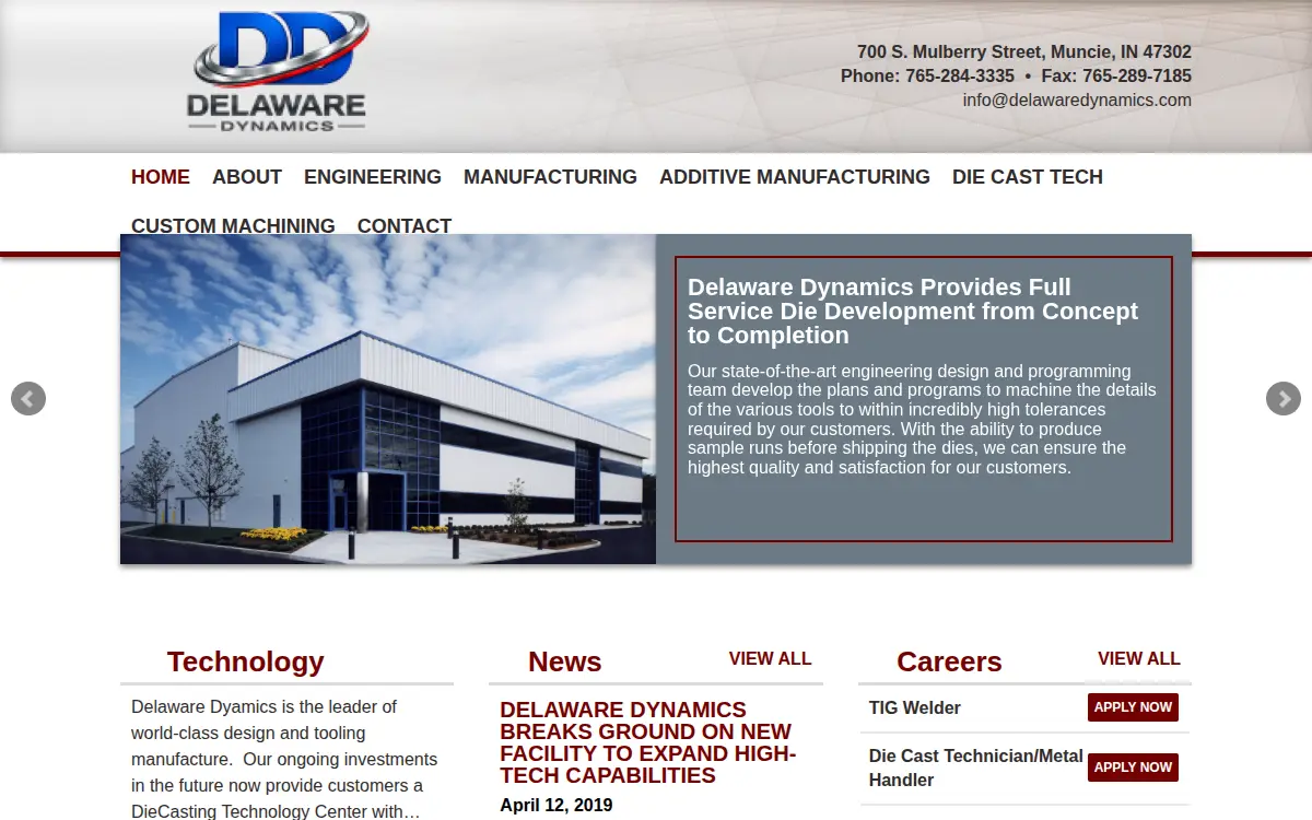 Homepage of Delaware Dynamics LLC