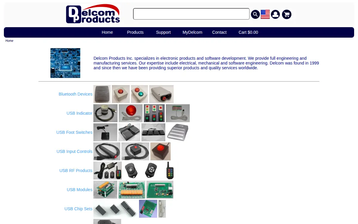 Homepage of Delcom Products INC.